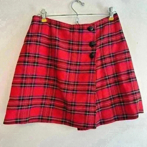 Vintage A Byer California Grunge Punk Tartan Wrap Pleated School Girl Mini Skirt - Picture 1 of 5